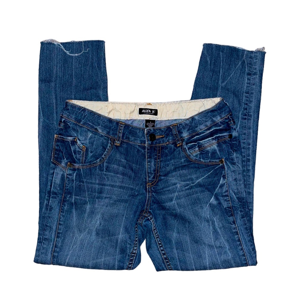 y2k allen b by allen schwartz acid wash distressed ripped carpenter denim jeans